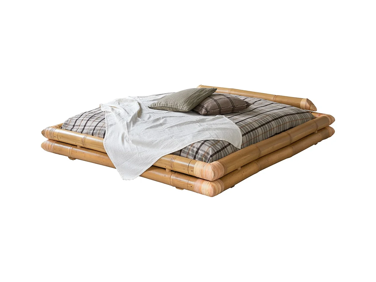 Futonbett aus Bambus für 160x200 Matratzen Schlafzimmer Bett 2 Personen