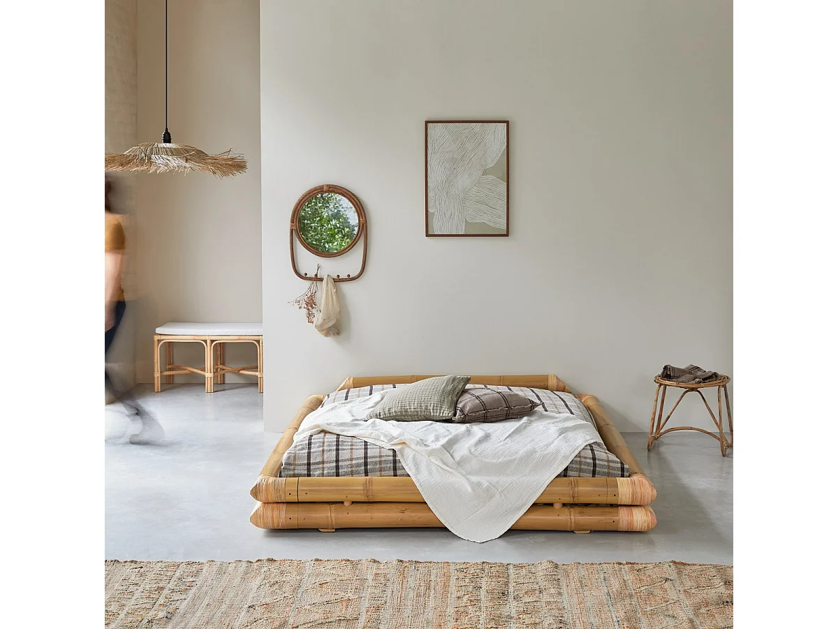 Futonbett aus Bambus für 160x200 Matratzen Schlafzimmer Bett 2 Personen