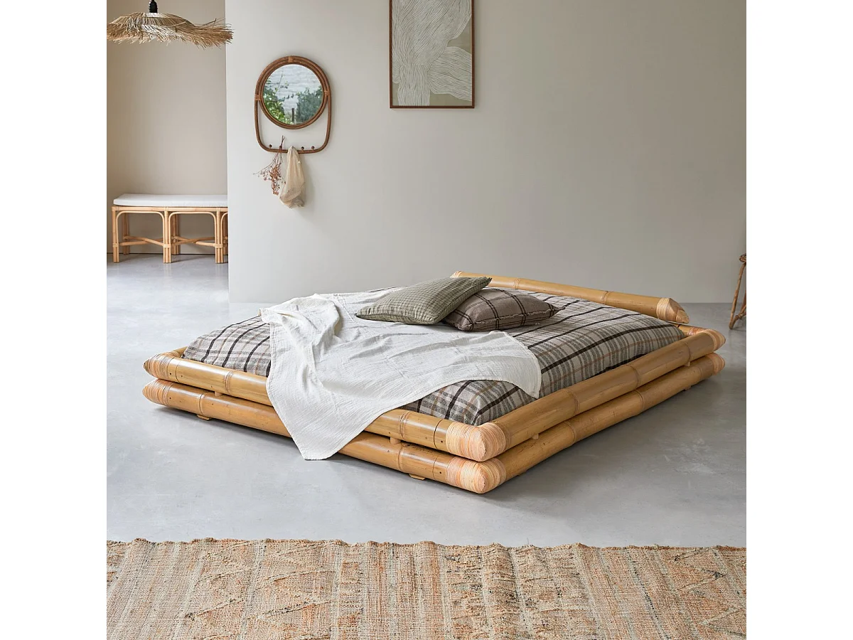 Futonbett aus Bambus für 160x200 Matratzen Schlafzimmer Bett 2 Personen