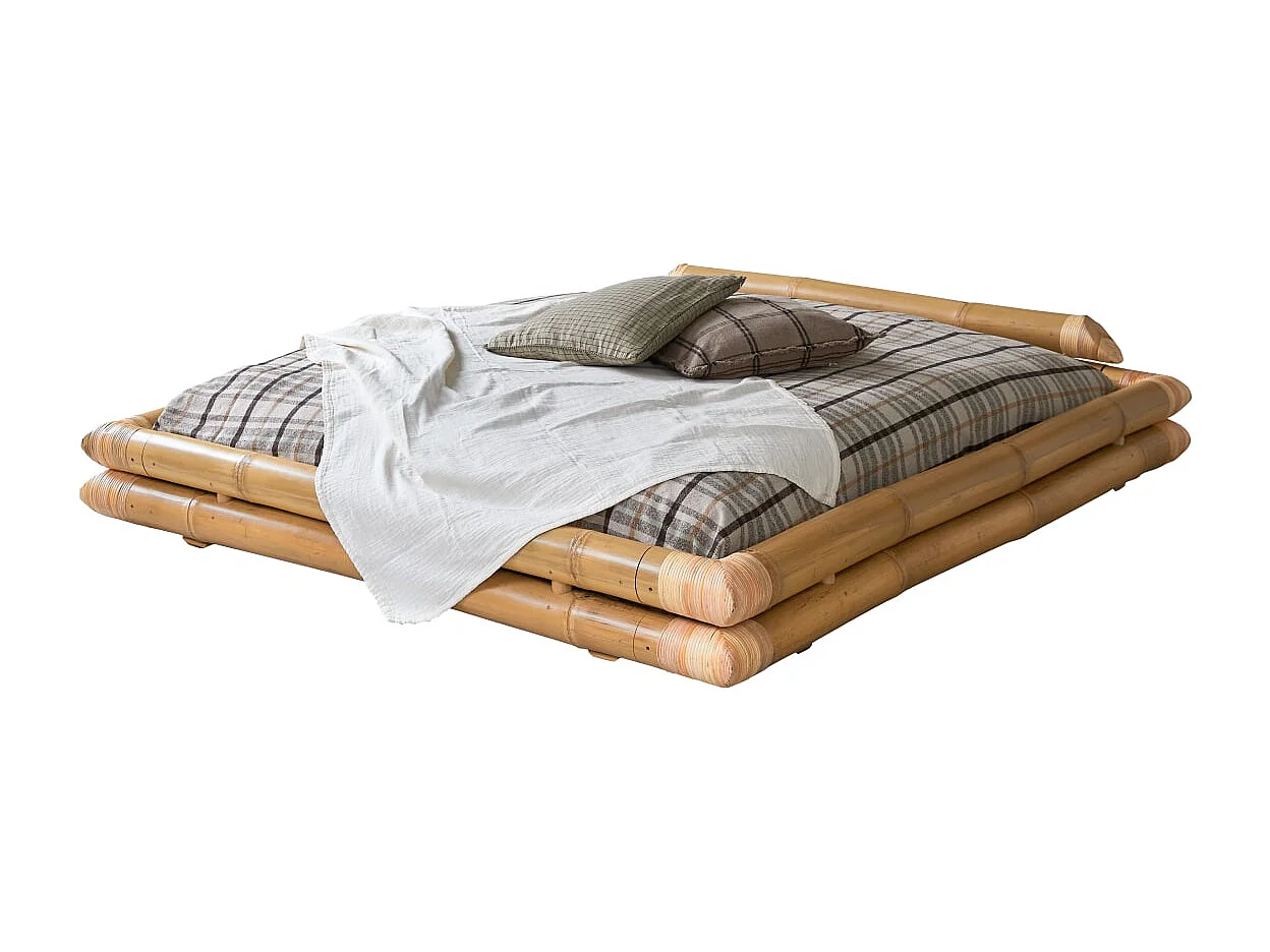 Futonbett aus Bambus für 160x200 Matratzen Schlafzimmer Bett 2 Personen