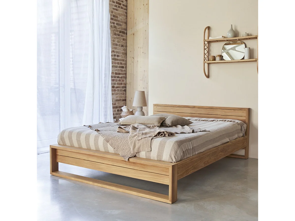 Bett aus Teak massiv 160x200cm 2 Personen exotisch Schlafzimmer Neu Tikamoon