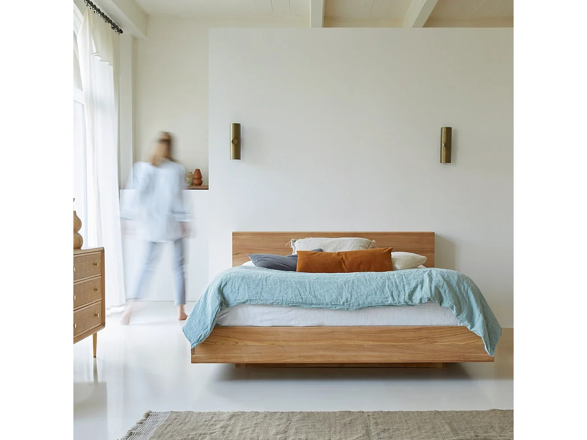 Bett Doppelbett 165x230 cm Teakholz Massiv 2 Personen Schlafzimmer Neu Tikamoon