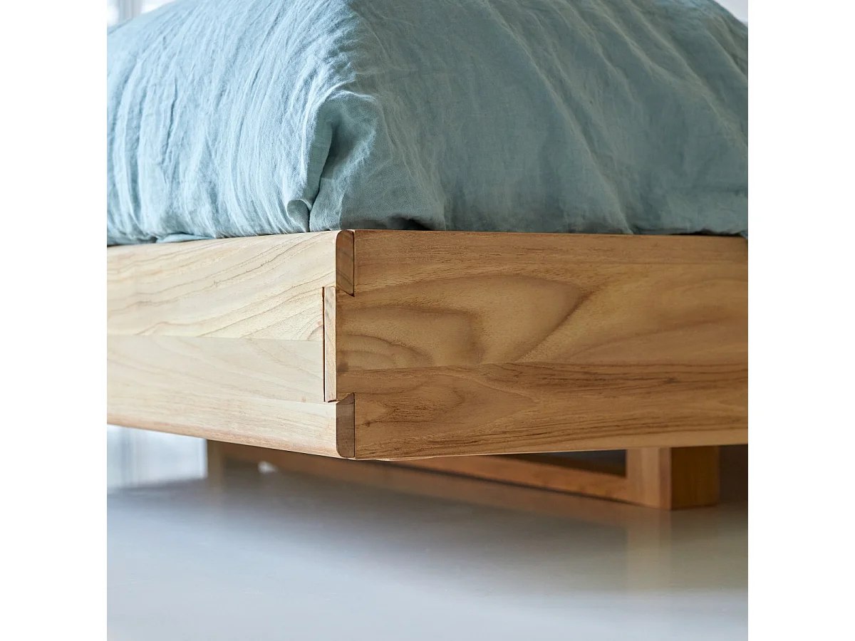 Bett Doppelbett 165x230 cm Teakholz Massiv 2 Personen Schlafzimmer Neu Tikamoon