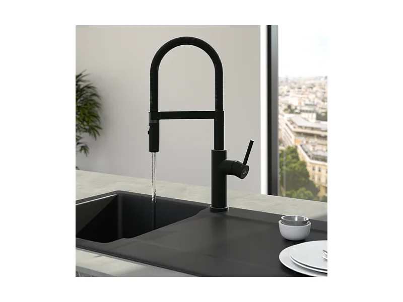 Robinet cuisine semi-pro VILLEROY ET BOCH Steel expert 2.0 noir mat