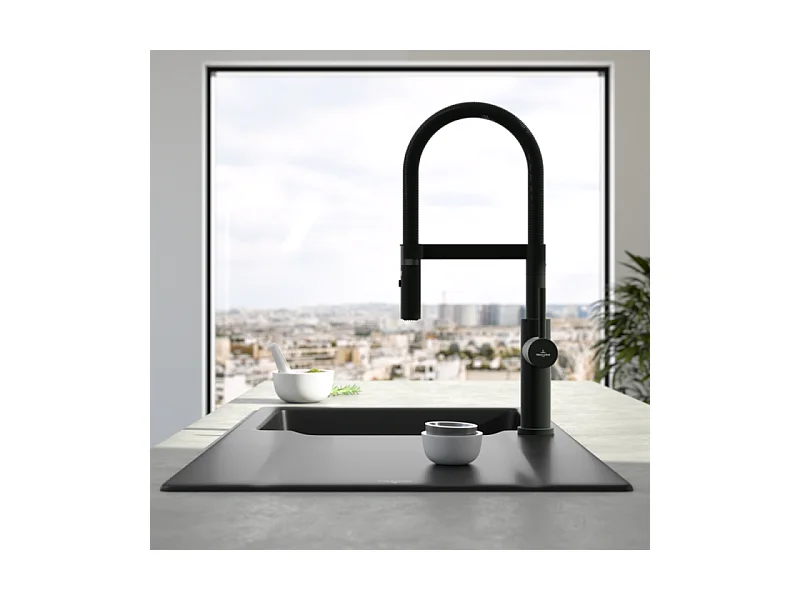 Robinet cuisine semi-pro VILLEROY ET BOCH Steel expert 2.0 noir mat