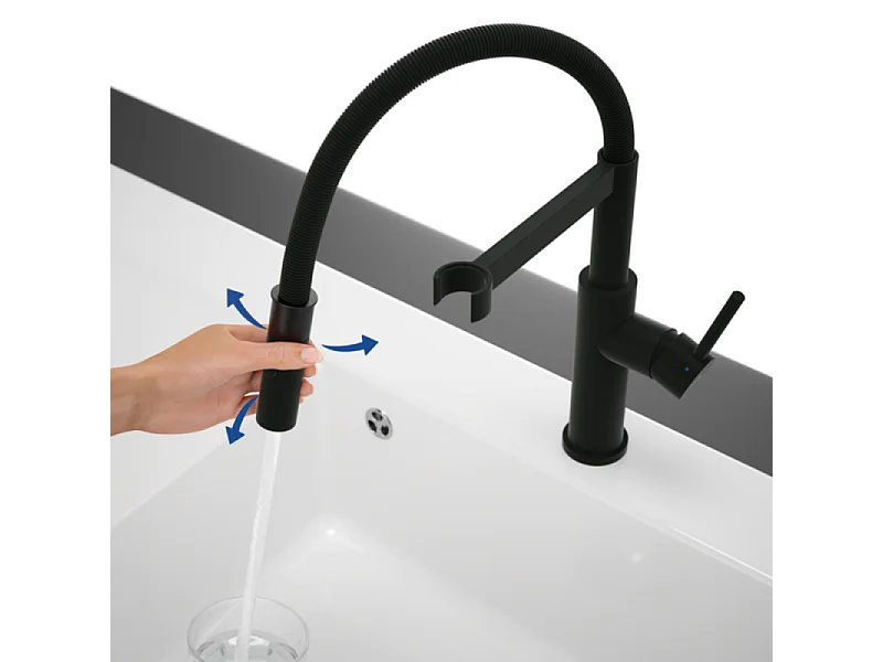 Robinet cuisine semi-pro VILLEROY ET BOCH Steel expert 2.0 noir mat