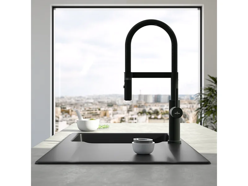 Robinet cuisine semi-pro VILLEROY ET BOCH Steel expert 2.0 noir mat