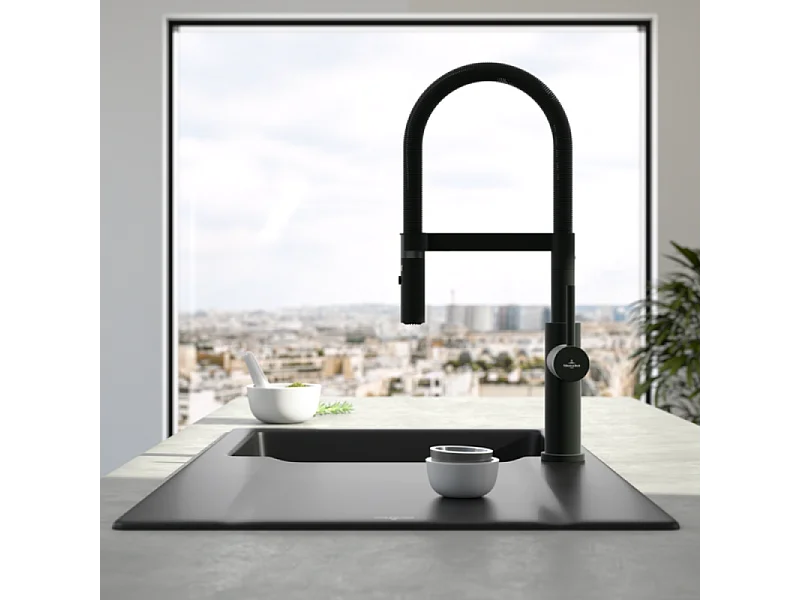 Robinet cuisine semi-pro VILLEROY ET BOCH Steel expert 2.0 noir mat