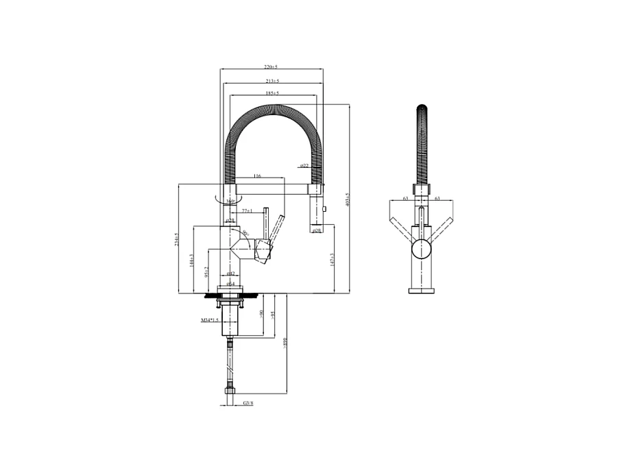 Robinet cuisine semi-pro VILLEROY ET BOCH Steel Expert compact window noir mat