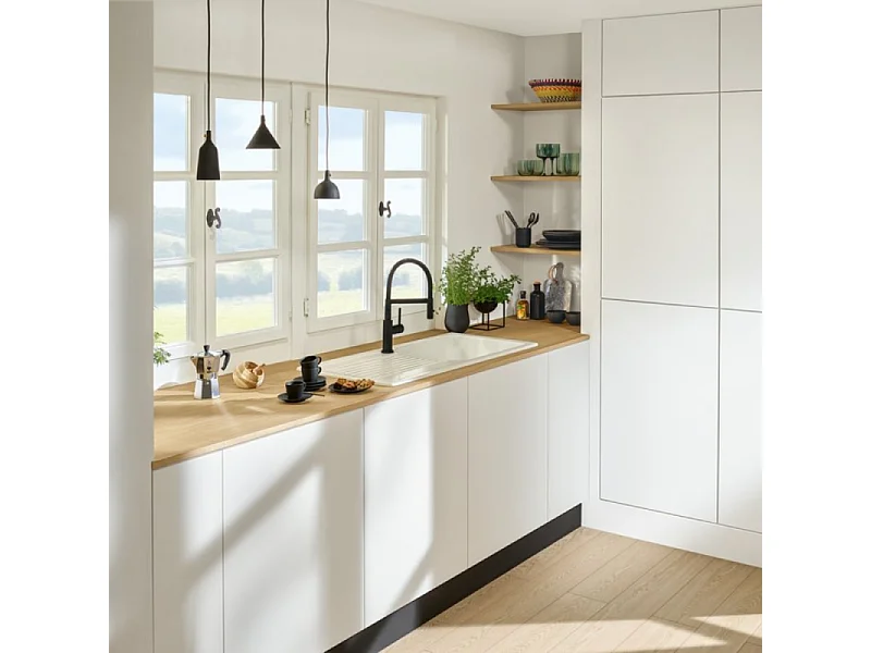 Robinet cuisine semi-pro VILLEROY ET BOCH Steel Expert compact window noir mat