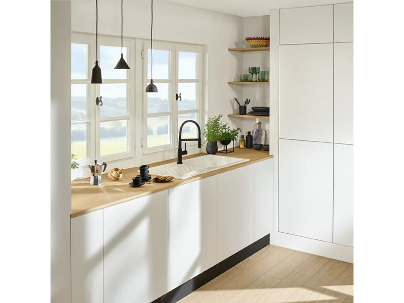 Robinet cuisine semi-pro VILLEROY ET BOCH Steel Expert compact window noir mat