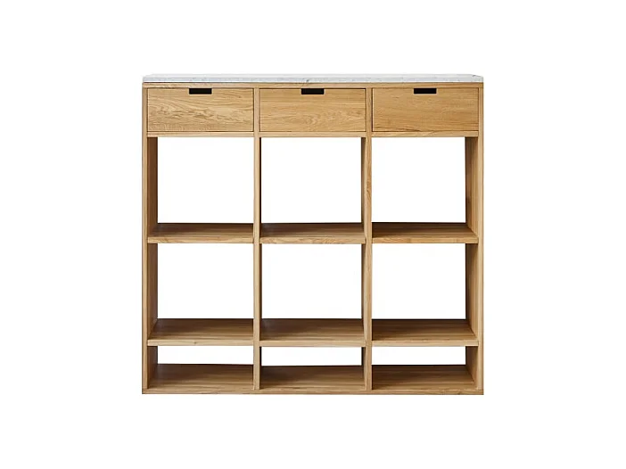 Console en bois de chêne massif et terrazzo premium White Miho