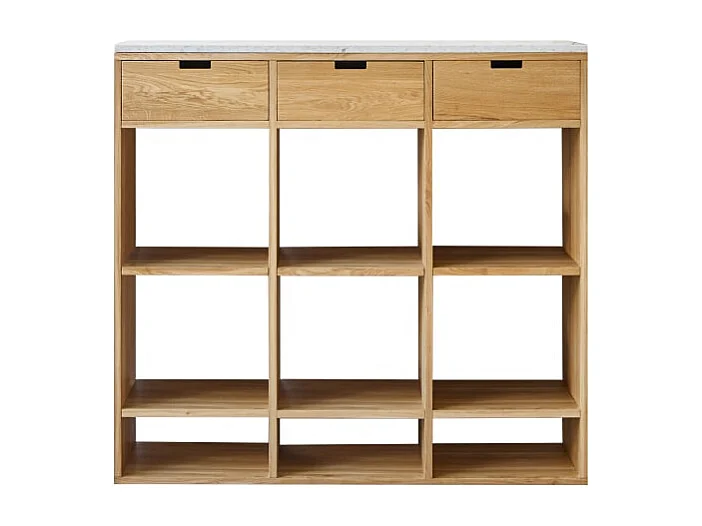 Console en bois de chêne massif et terrazzo premium White Miho