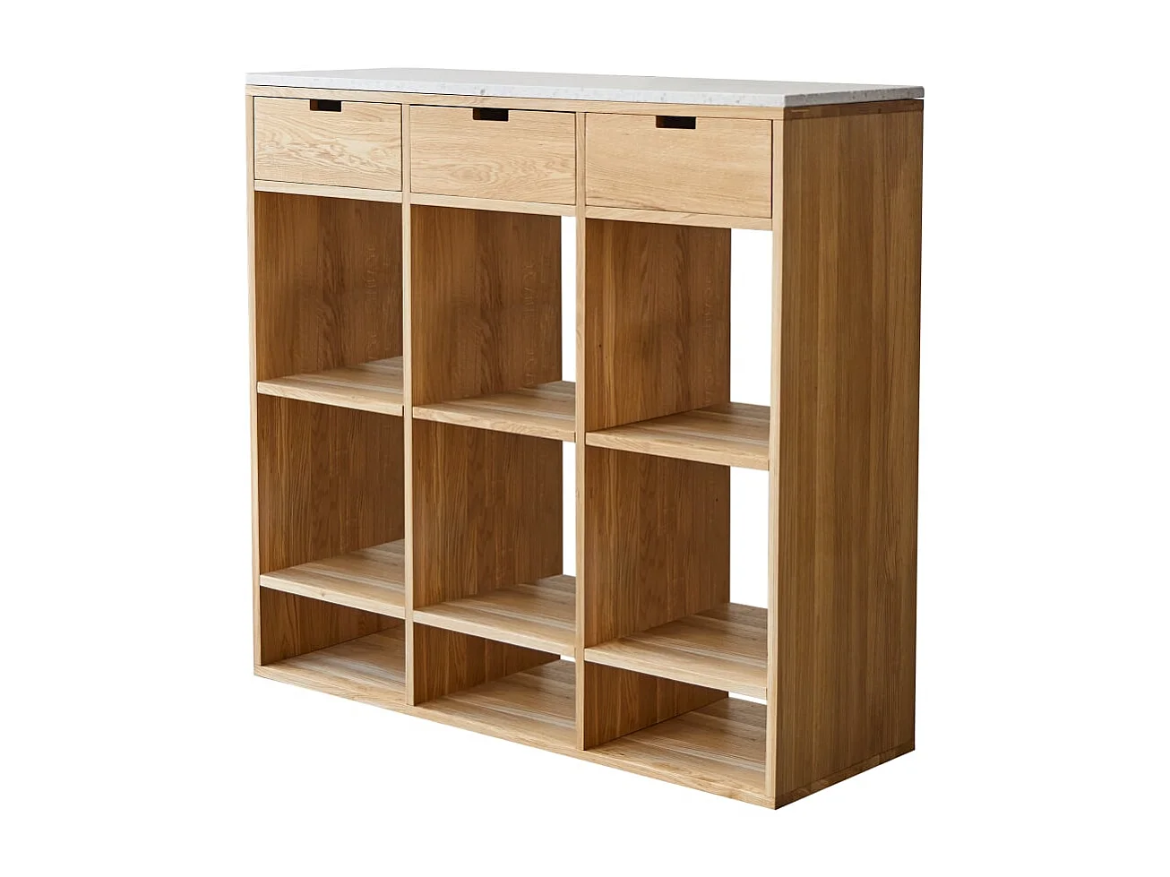 Console en bois de chêne massif et terrazzo premium White Miho