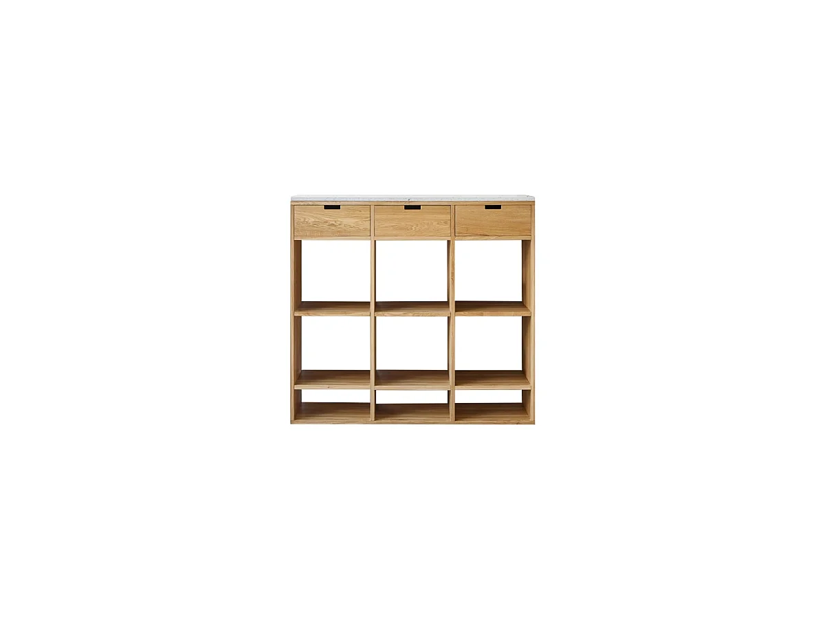 Console in legno di rovere massello e battuto di terrazzo premium White Miho