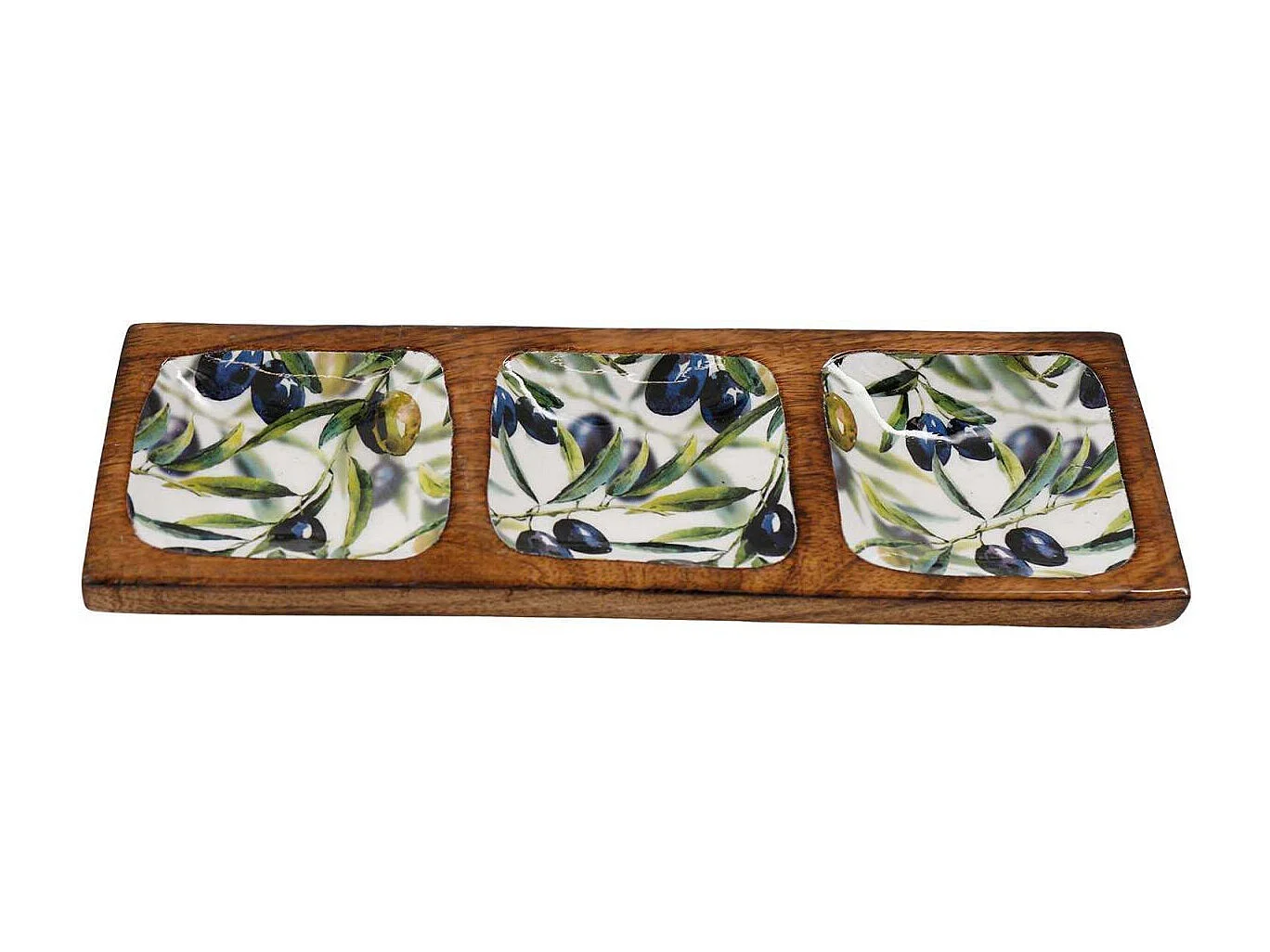 Plateau en manguier et émail Olives