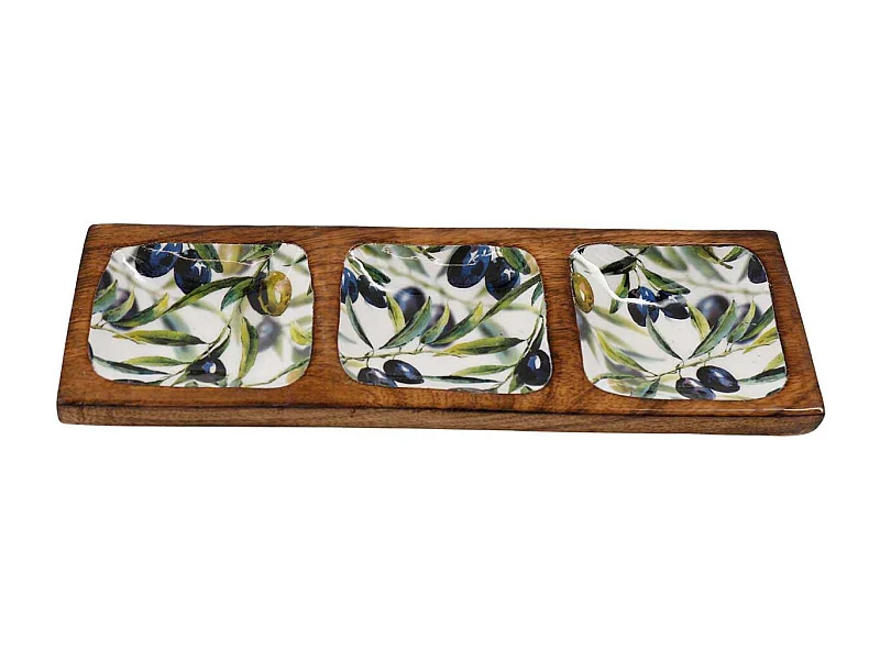 Plateau en manguier et émail Olives