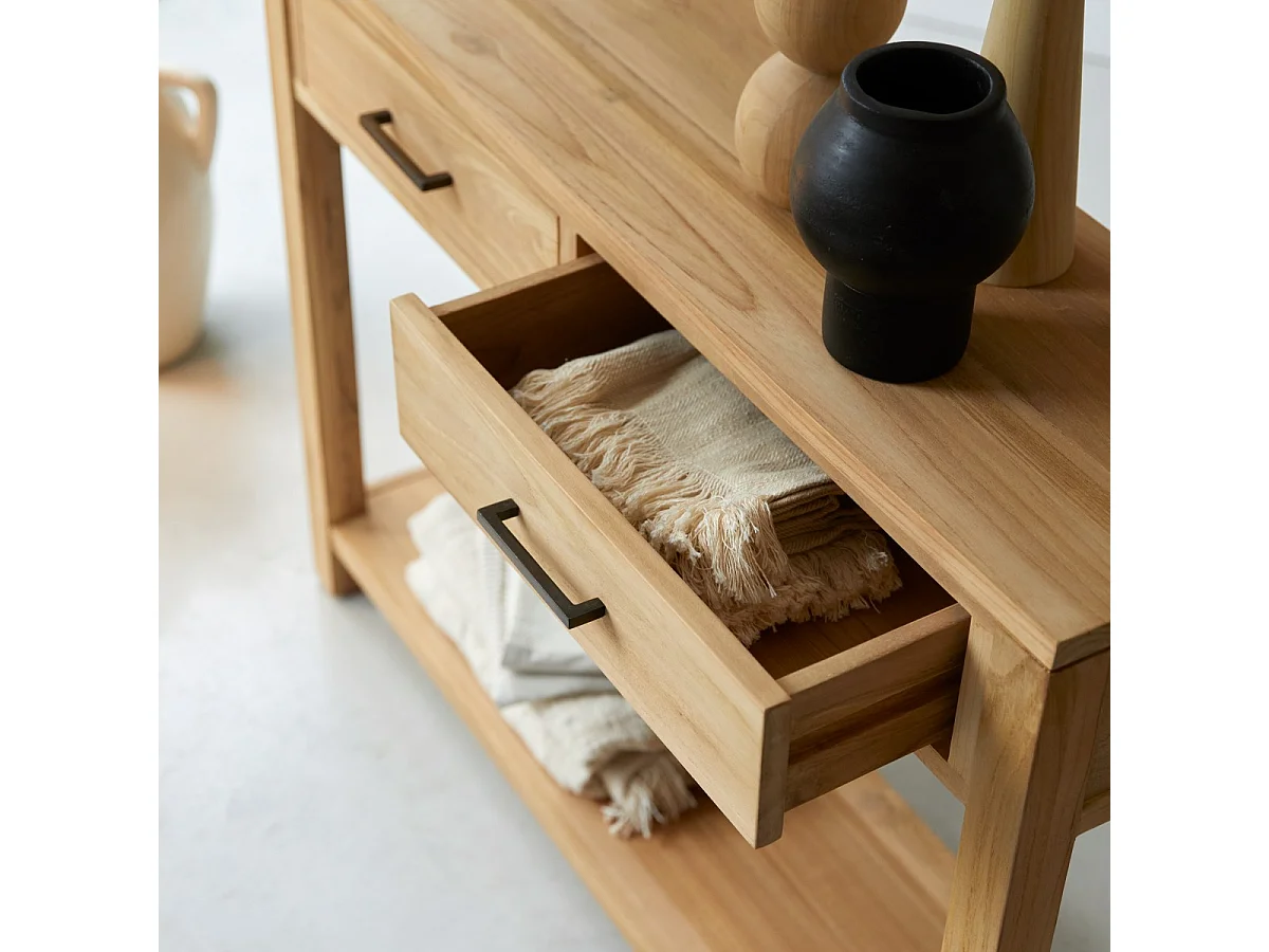 Consolle bassa in legno di teak Maë