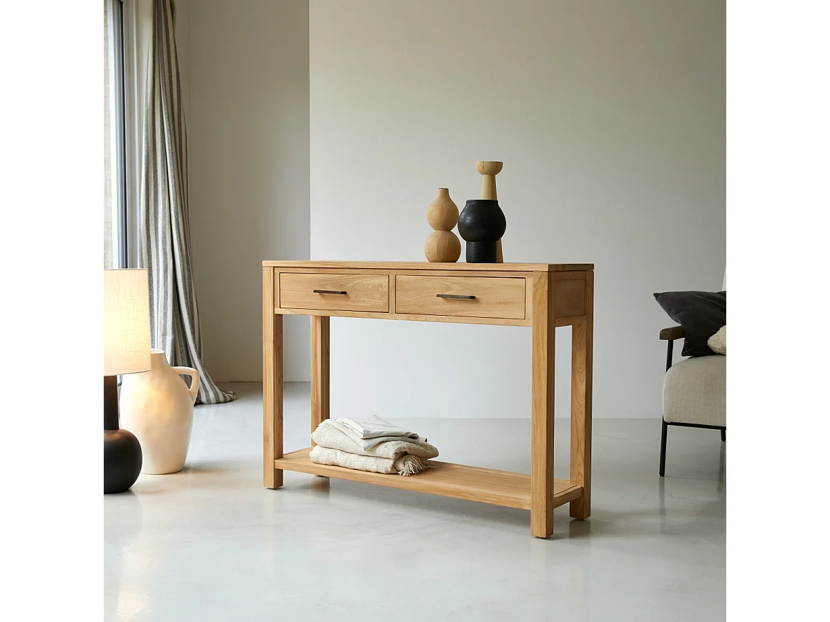 Consolle bassa in legno di teak Maë