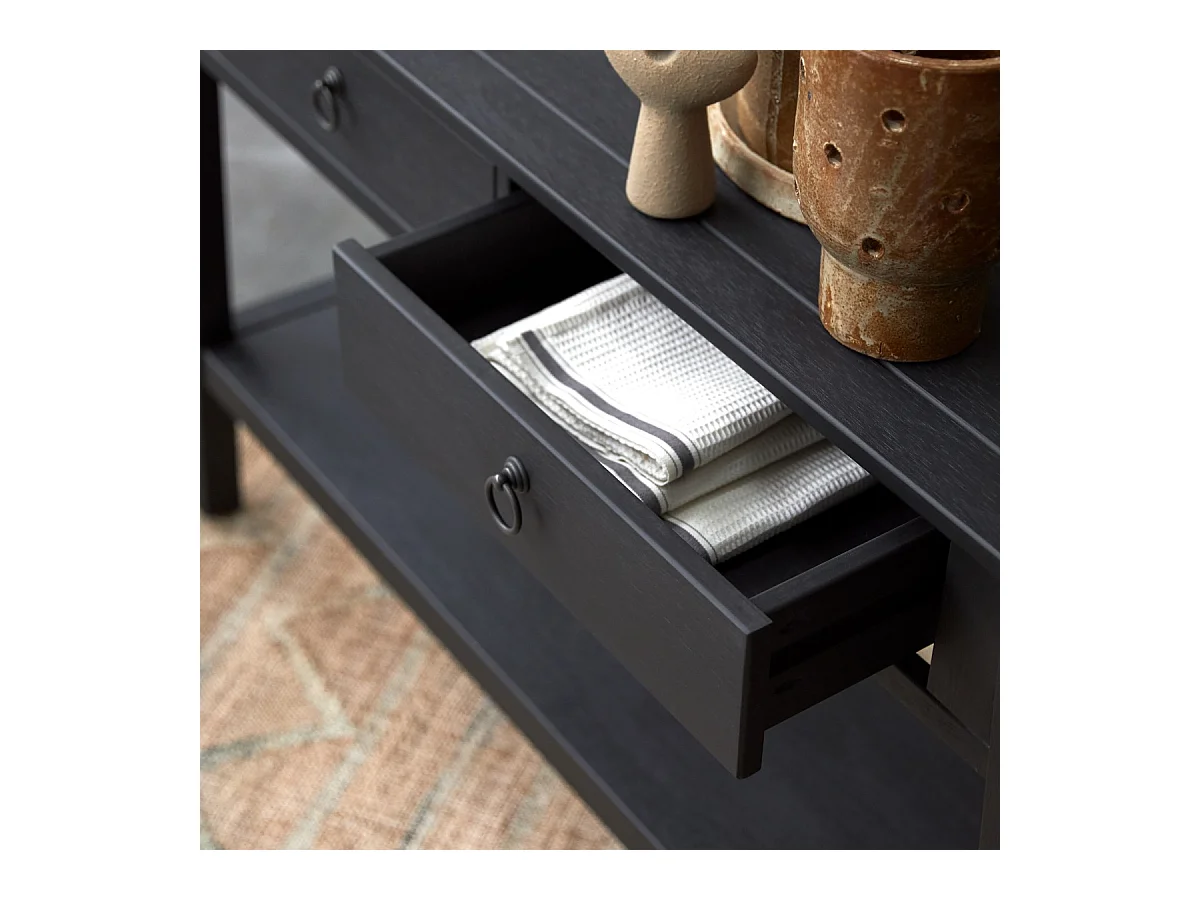 Massive Kiefernholzkonsole Thaki Black 130