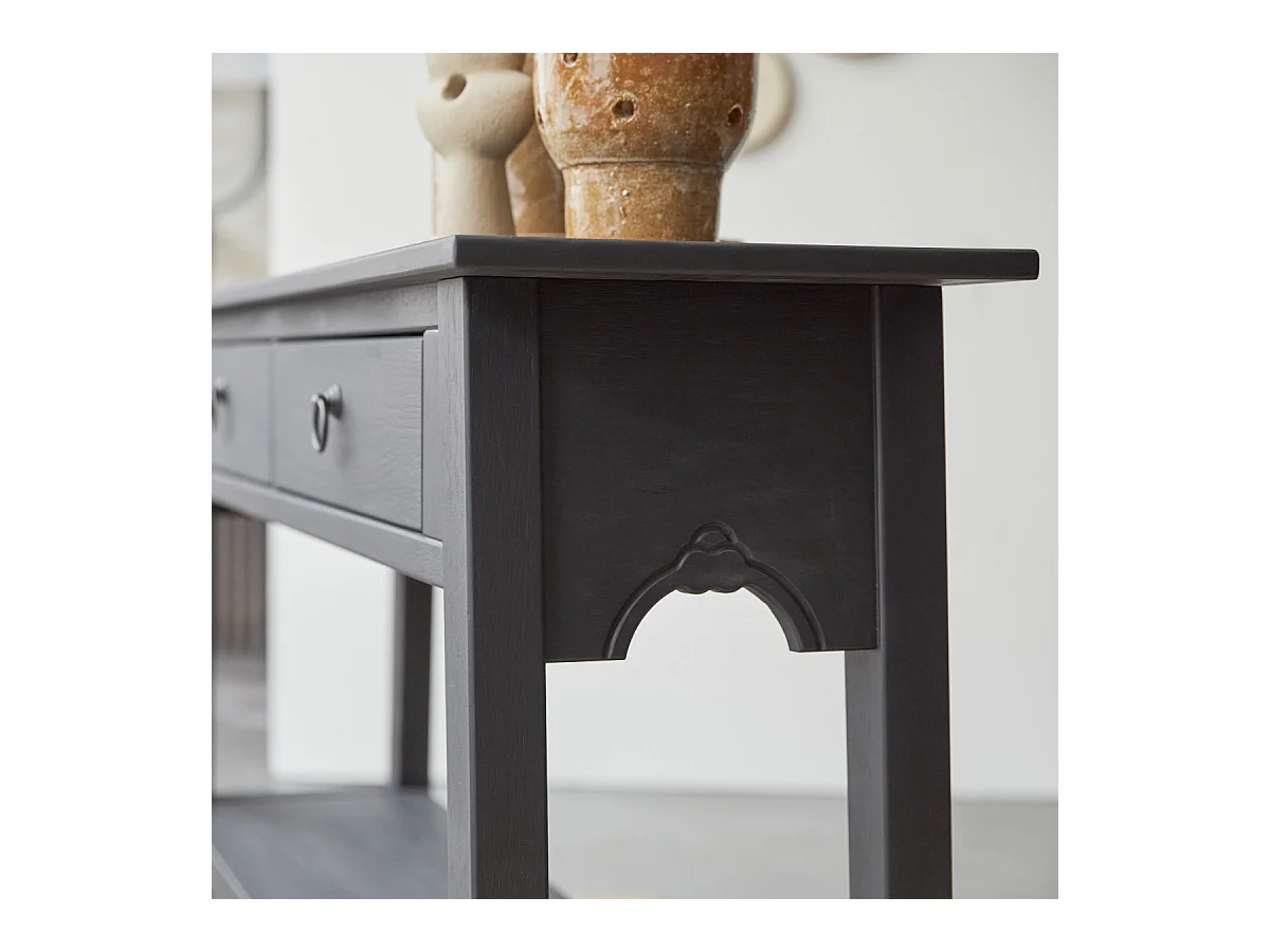 Massive Kiefernholzkonsole Thaki Black 130