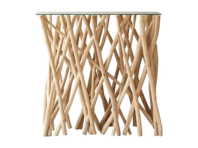 Consolle in legno di teak e vetro per ingresso o soggiorno