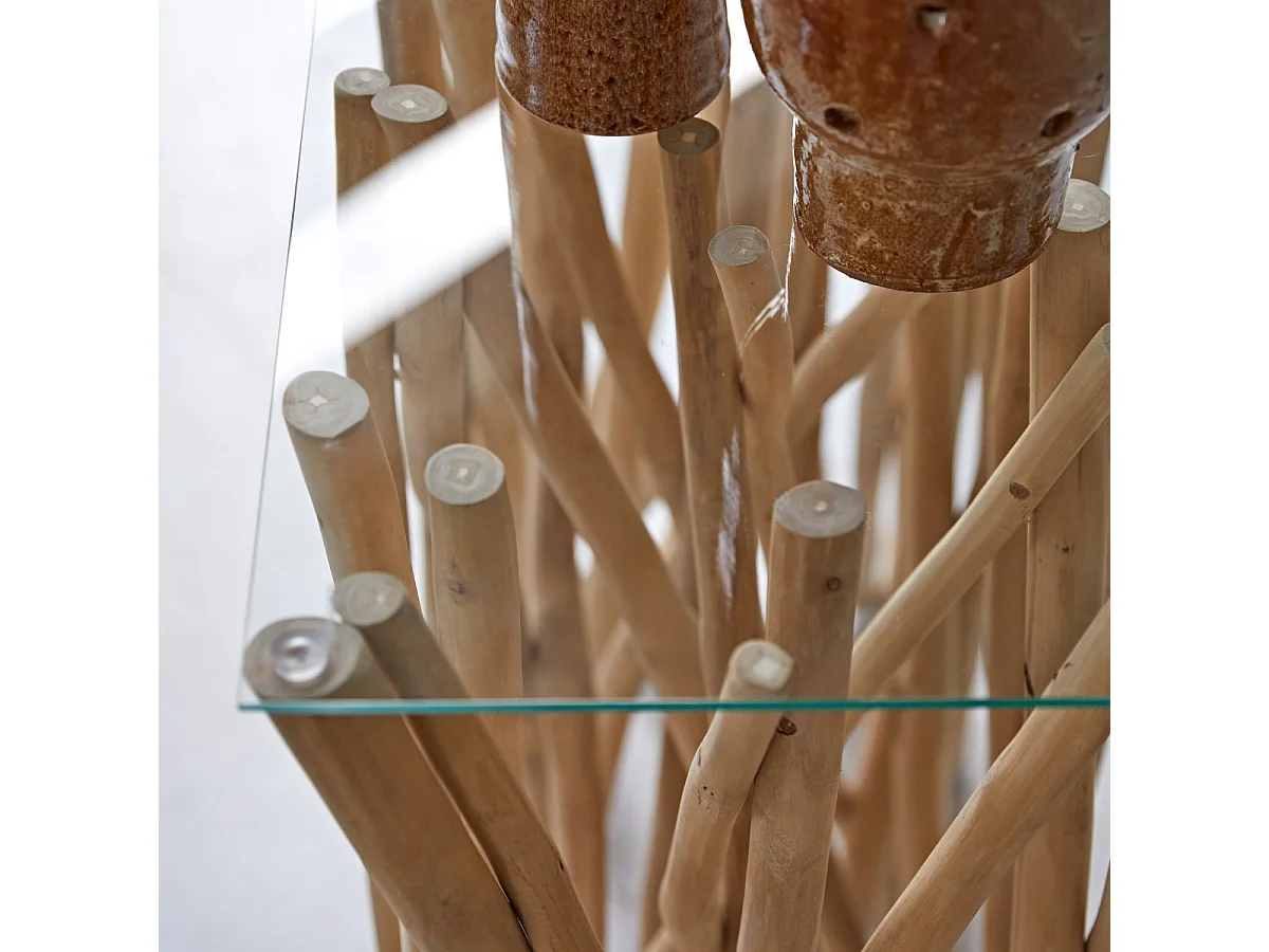 Consolle in legno di teak e vetro per ingresso o soggiorno