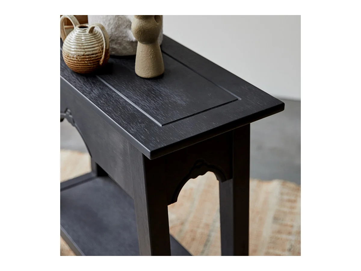 Konsole Thaki Black aus massivem Kiefernholz 80