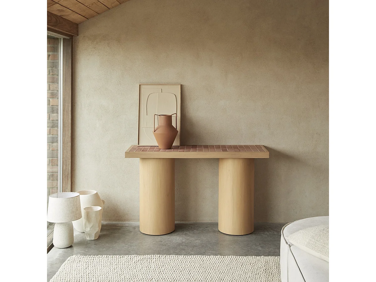 Console en bois de mindi et céramique 140 Karel