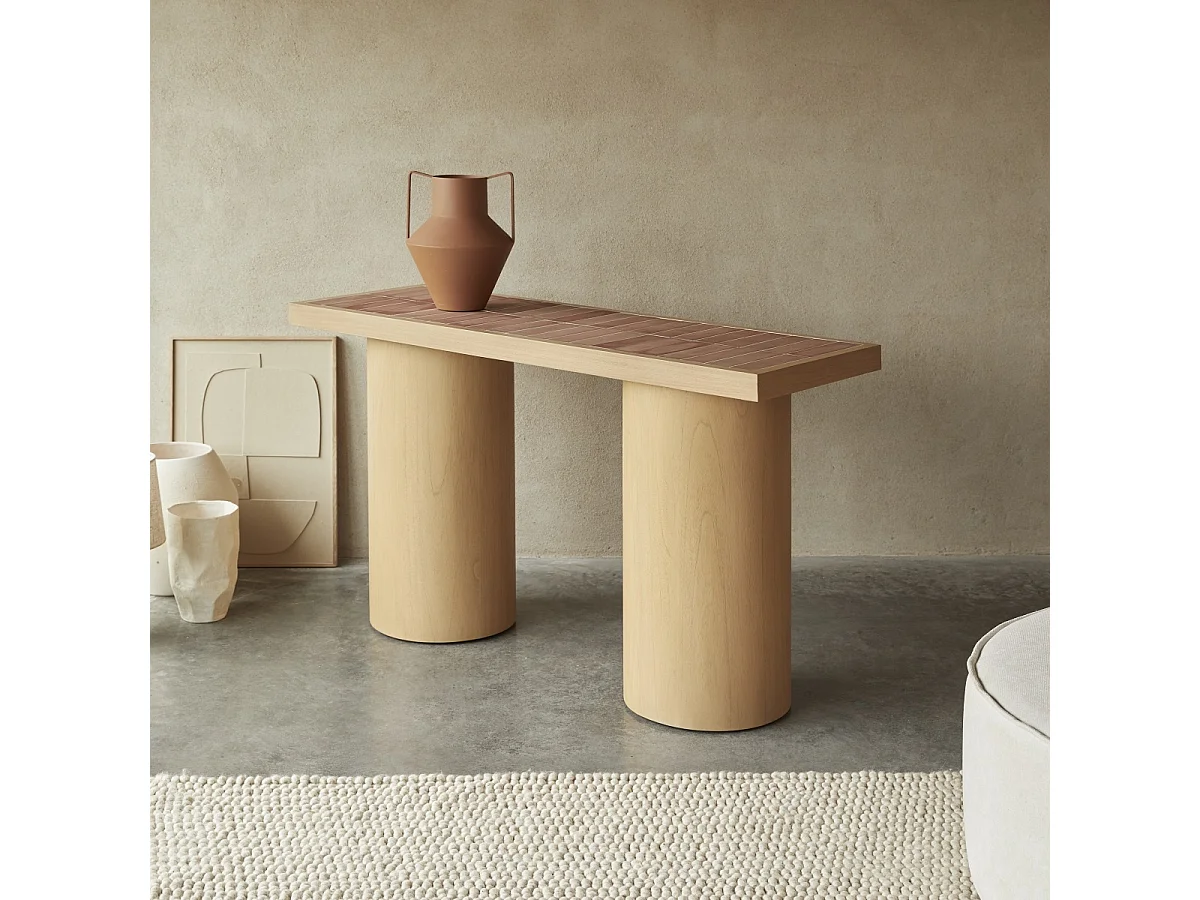 Console en bois de mindi et céramique 140 Karel