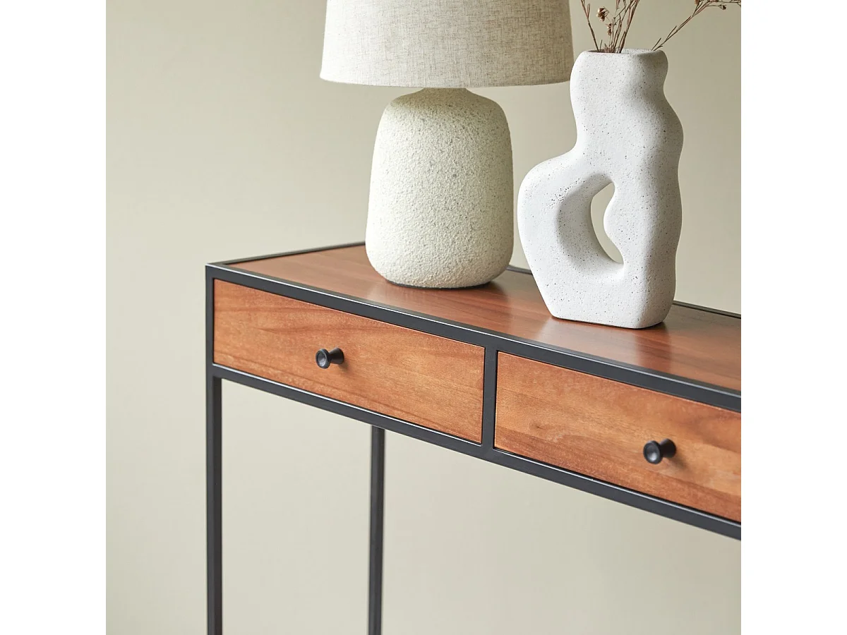 Consolle in metallo e legno  d'acacia 100 Agra