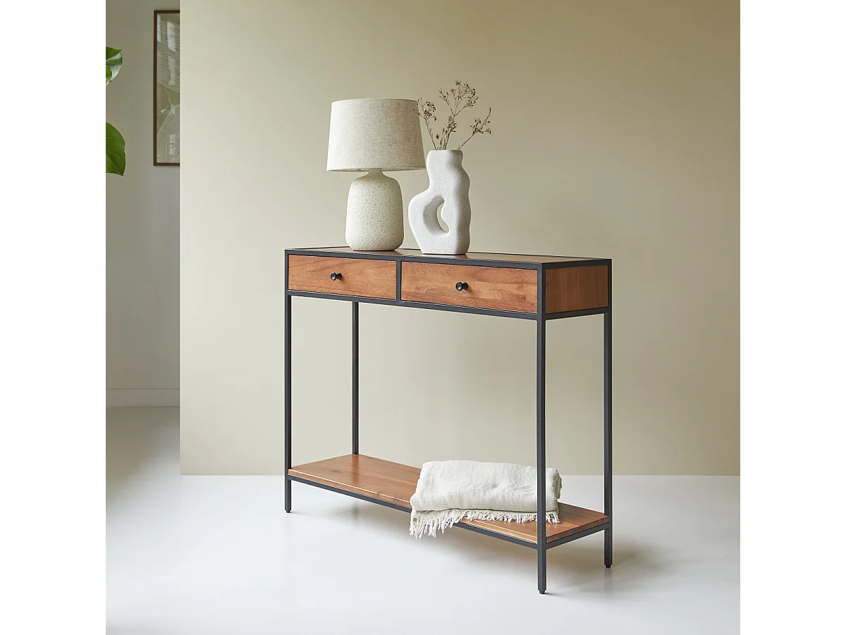 Consolle in metallo e legno  d'acacia 100 Agra