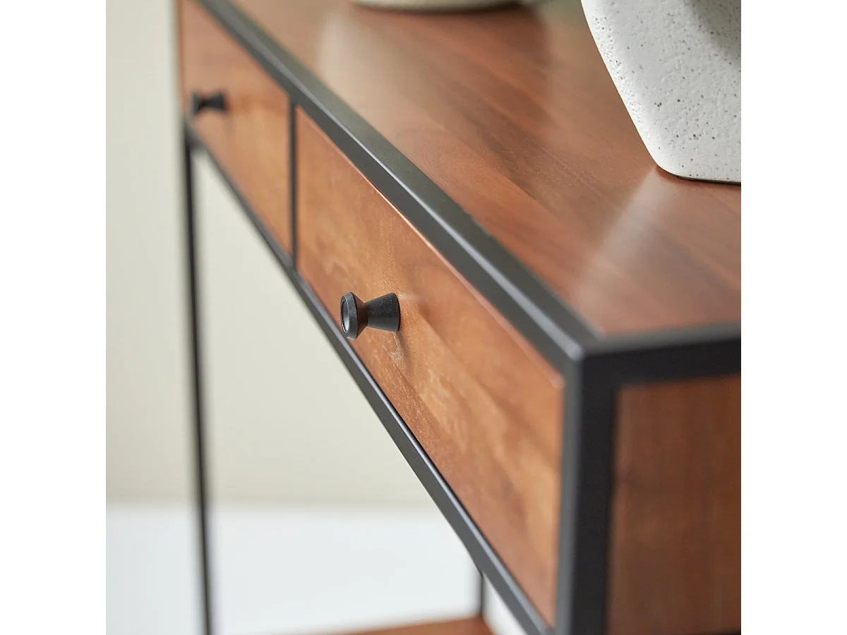 Consolle in metallo e legno  d'acacia 100 Agra