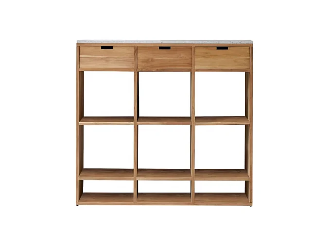 Consolle in legno di teak massello e terrazzo premium White Miho