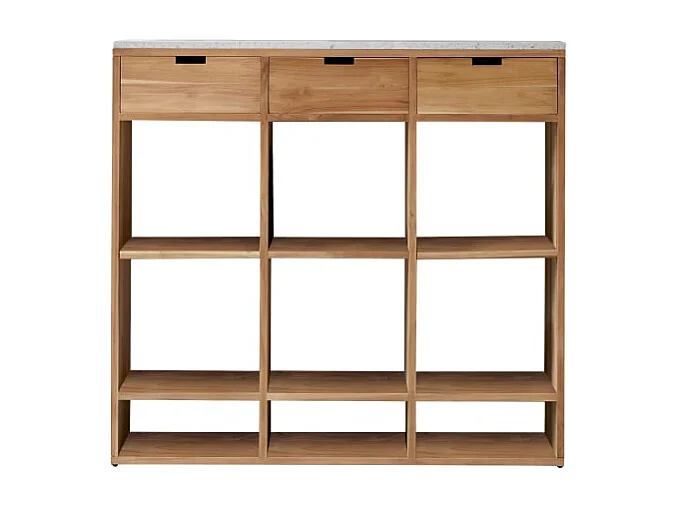 Consolle in legno di teak massello e terrazzo premium White Miho