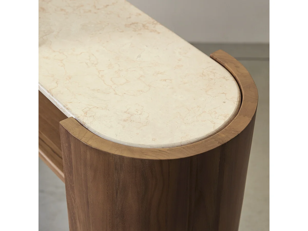 Konsole Virgile aus Teakholz und Marmor, 140