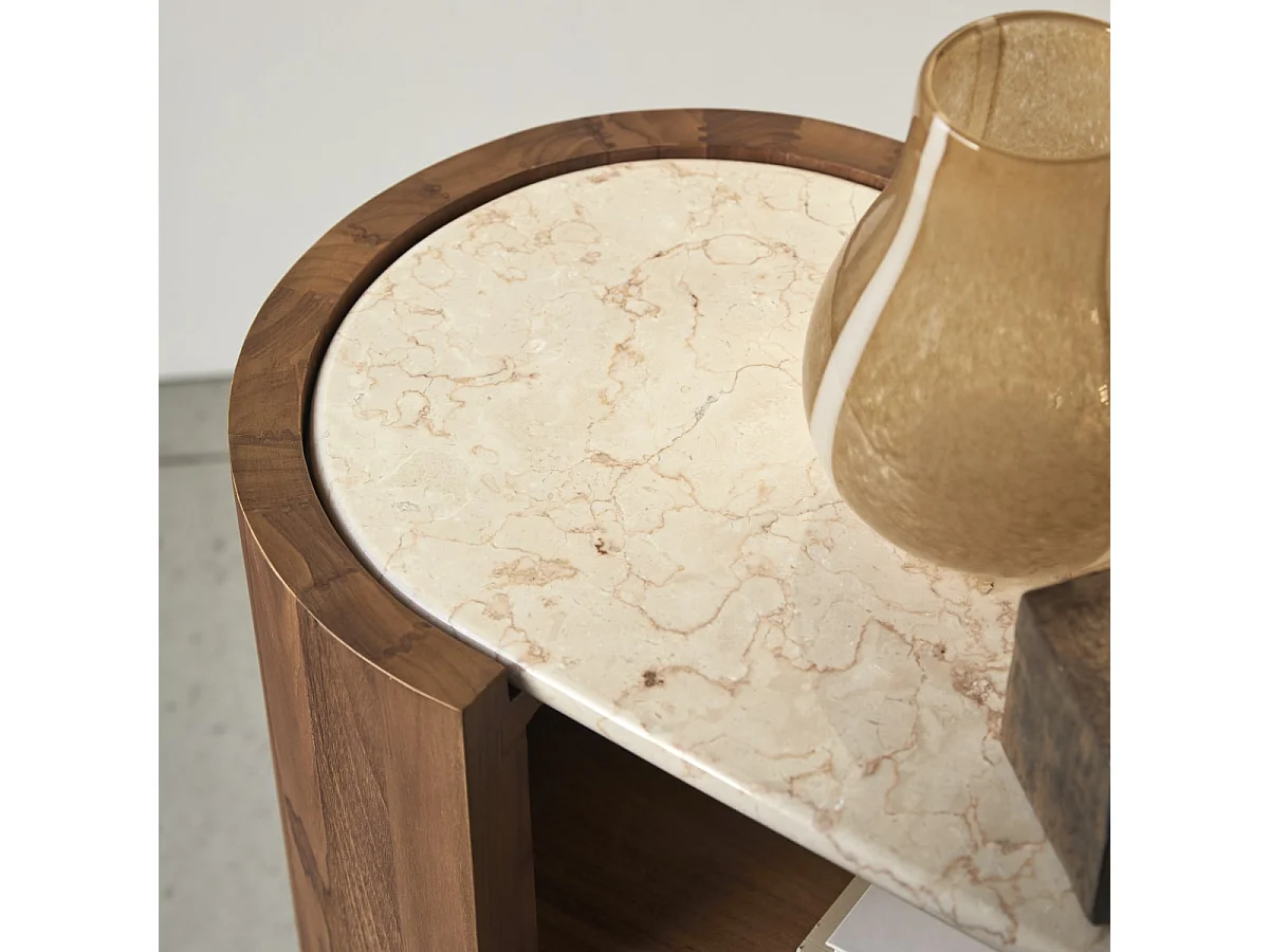 Console en bois de teck et Marbre140 Virgile