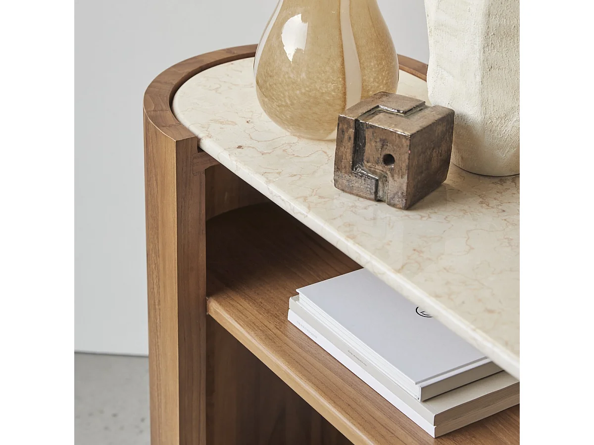 Console en bois de teck et Marbre140 Virgile