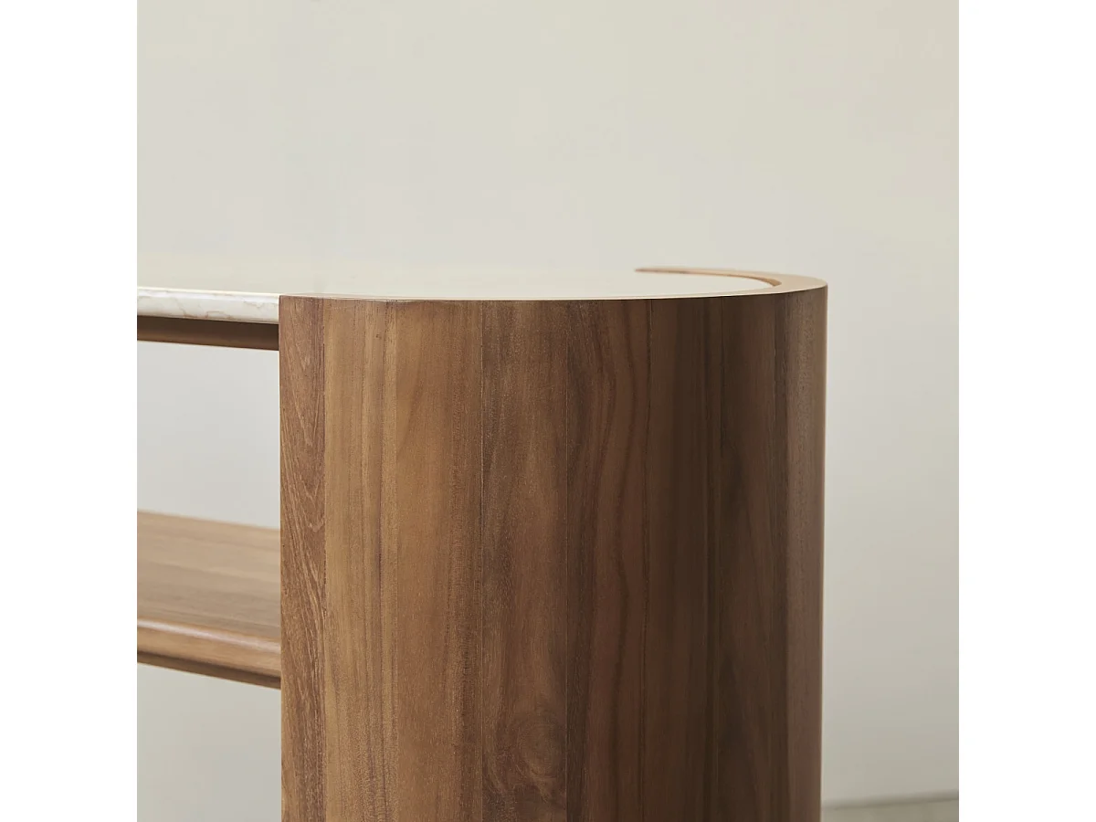 Console en bois de teck et Marbre140 Virgile