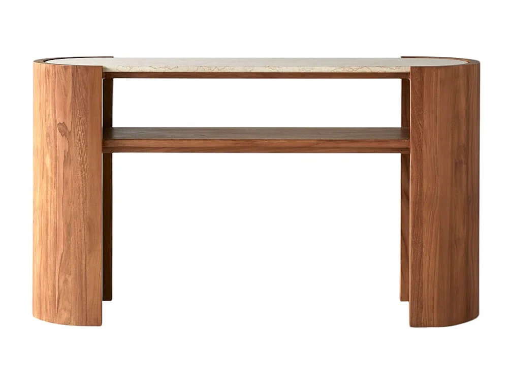 Console en bois de teck et Marbre140 Virgile