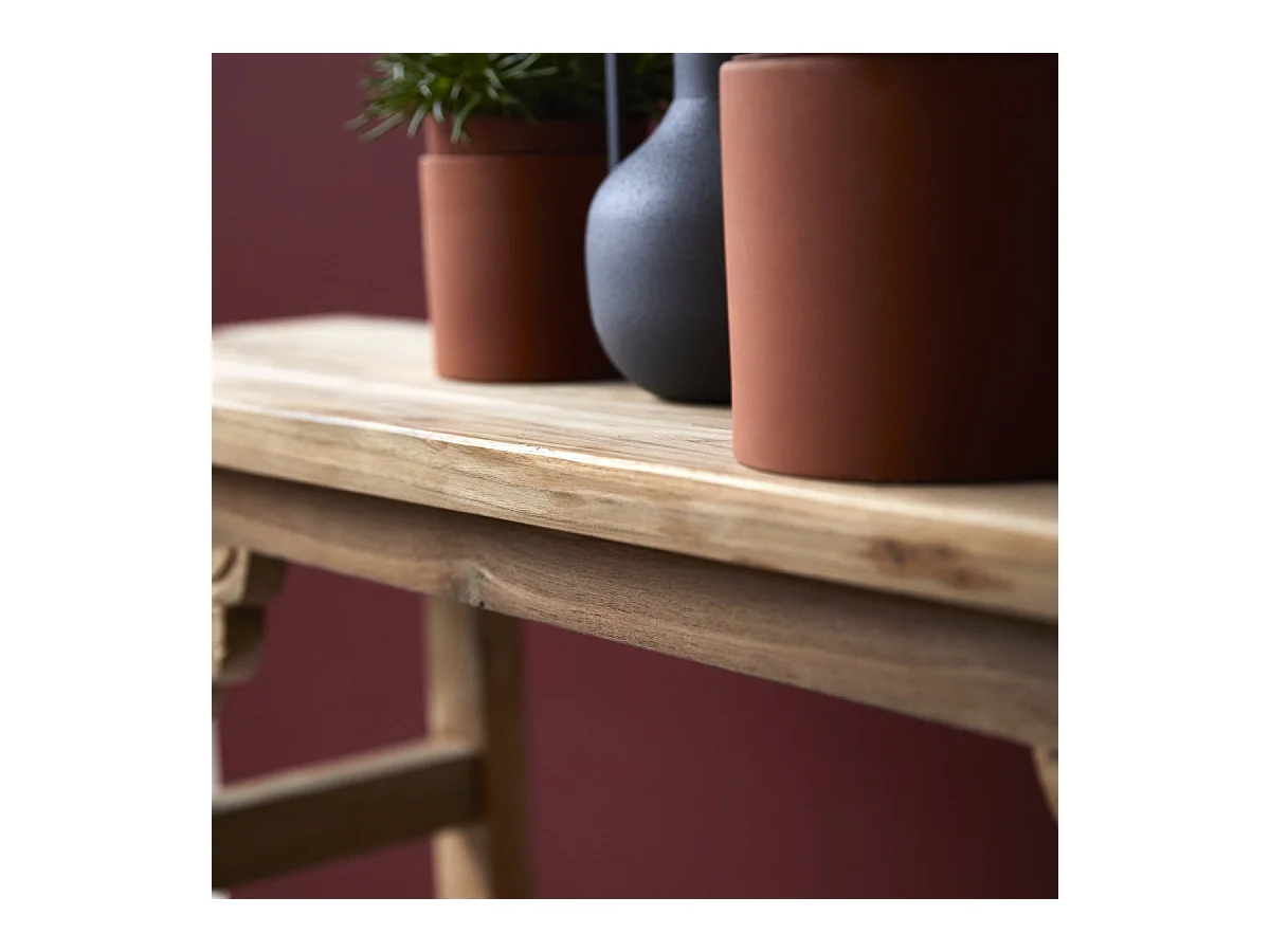 Niedrige Konsole aus recyceltem, massiven Teakholz Adonis