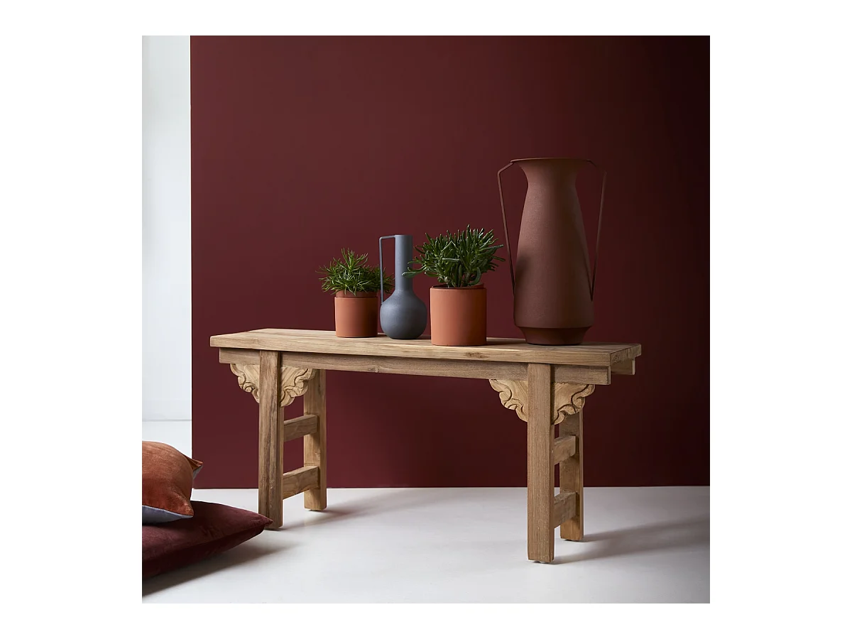 Niedrige Konsole aus recyceltem, massiven Teakholz Adonis