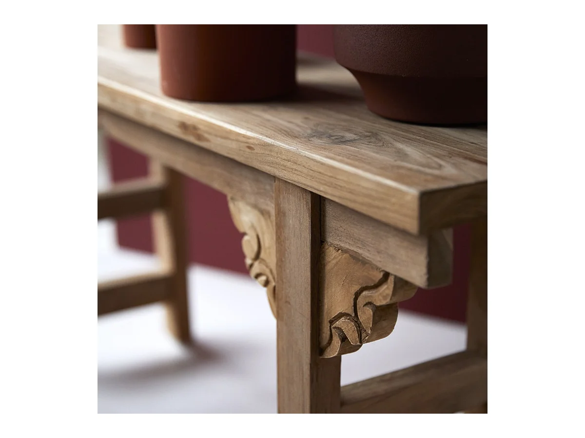 Niedrige Konsole aus recyceltem, massiven Teakholz Adonis