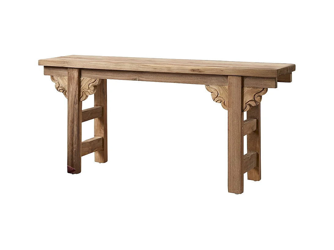 Niedrige Konsole aus recyceltem, massiven Teakholz Adonis