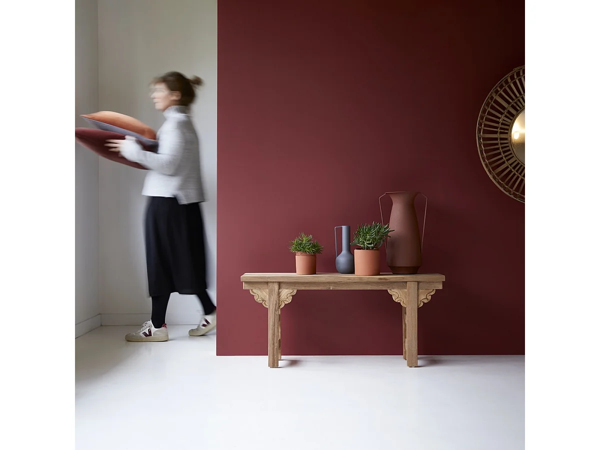 Consolle bassa in legno massello di teak di recupero Adonis