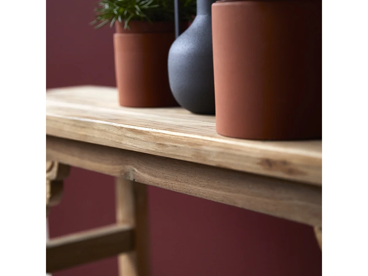 Consolle bassa in legno massello di teak di recupero Adonis