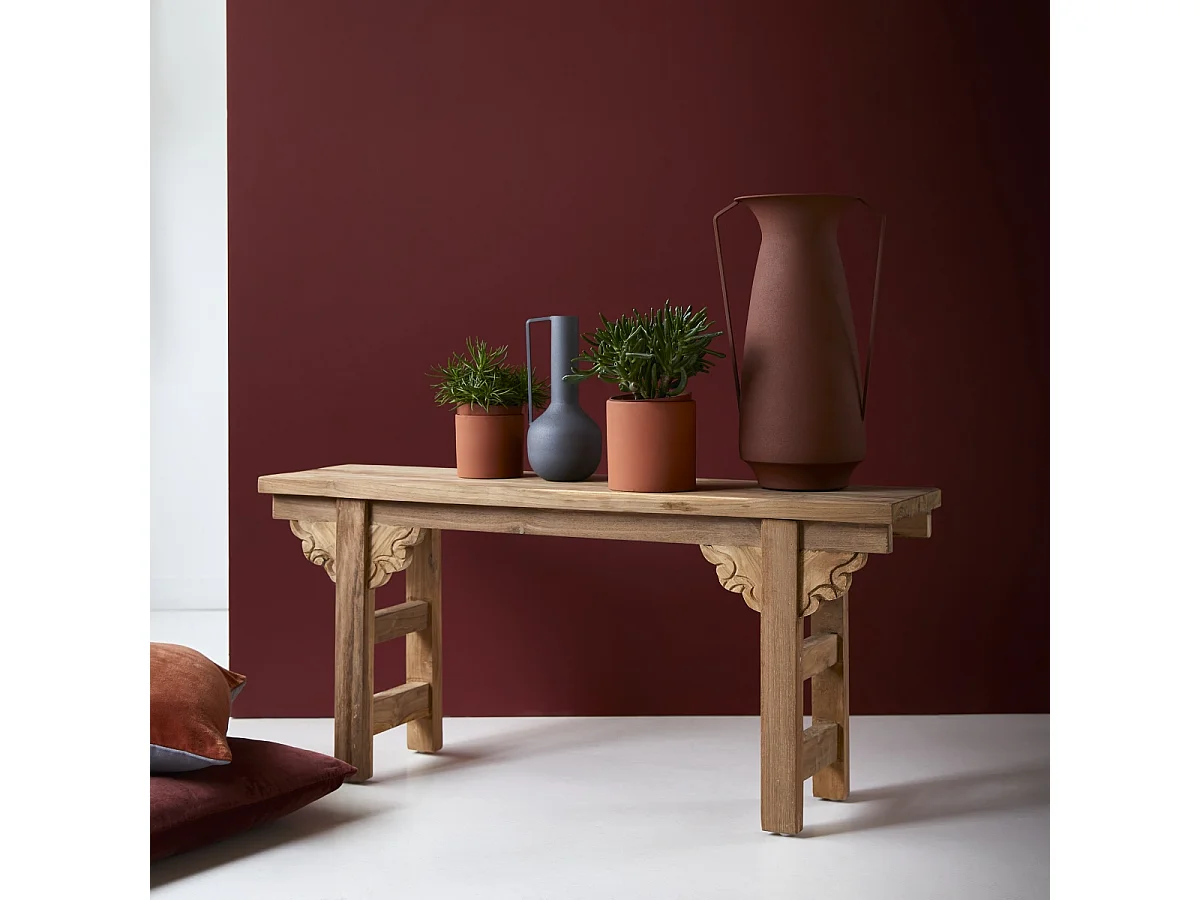 Consolle bassa in legno massello di teak di recupero Adonis