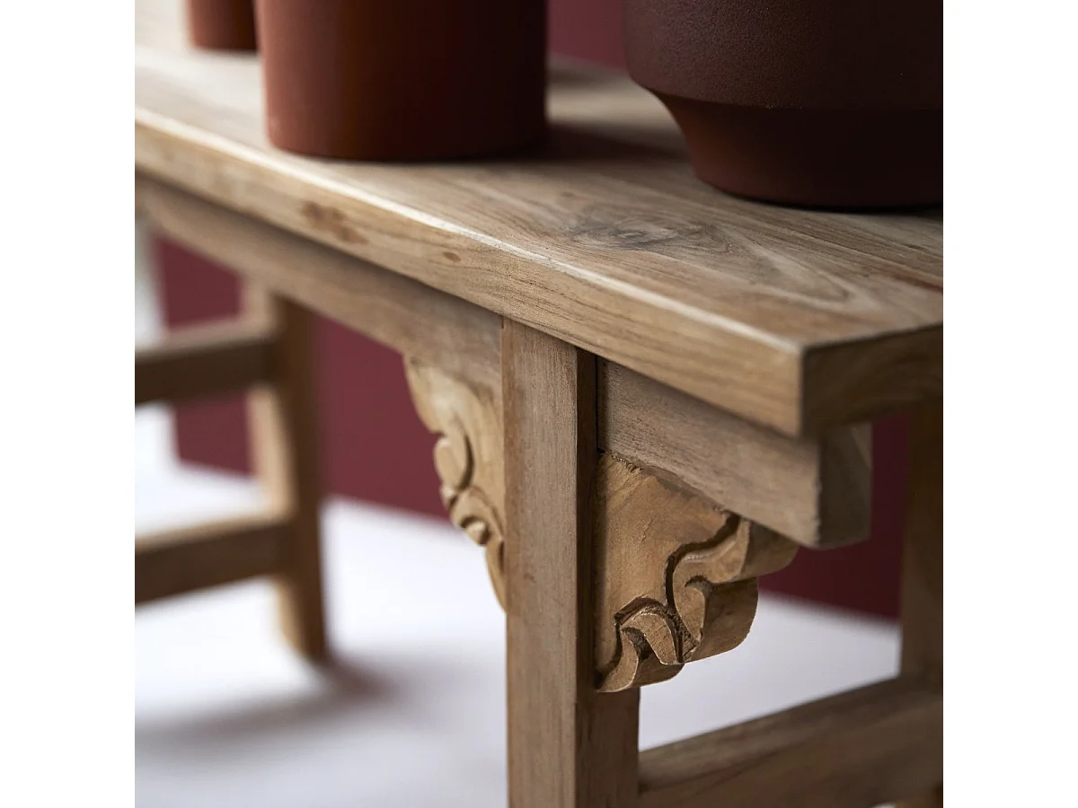 Consolle bassa in legno massello di teak di recupero Adonis