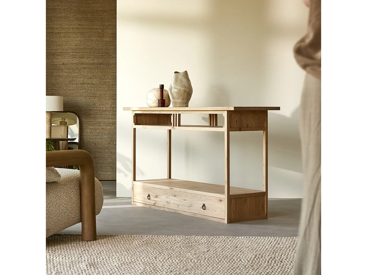 Konsole Clovis mit 1 Schublade aus massivem Eichenholz