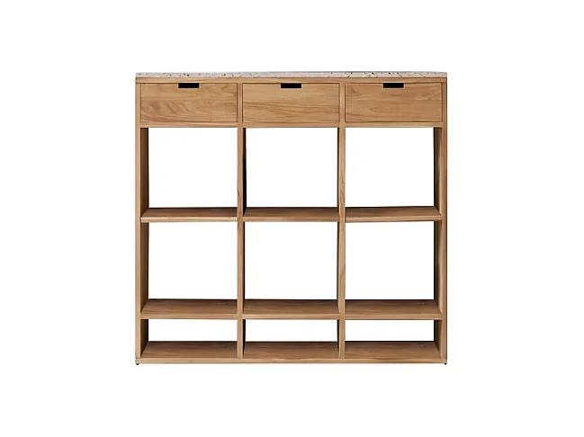 Consolle in legno di teak massello e terrazzo premium Pink Miho